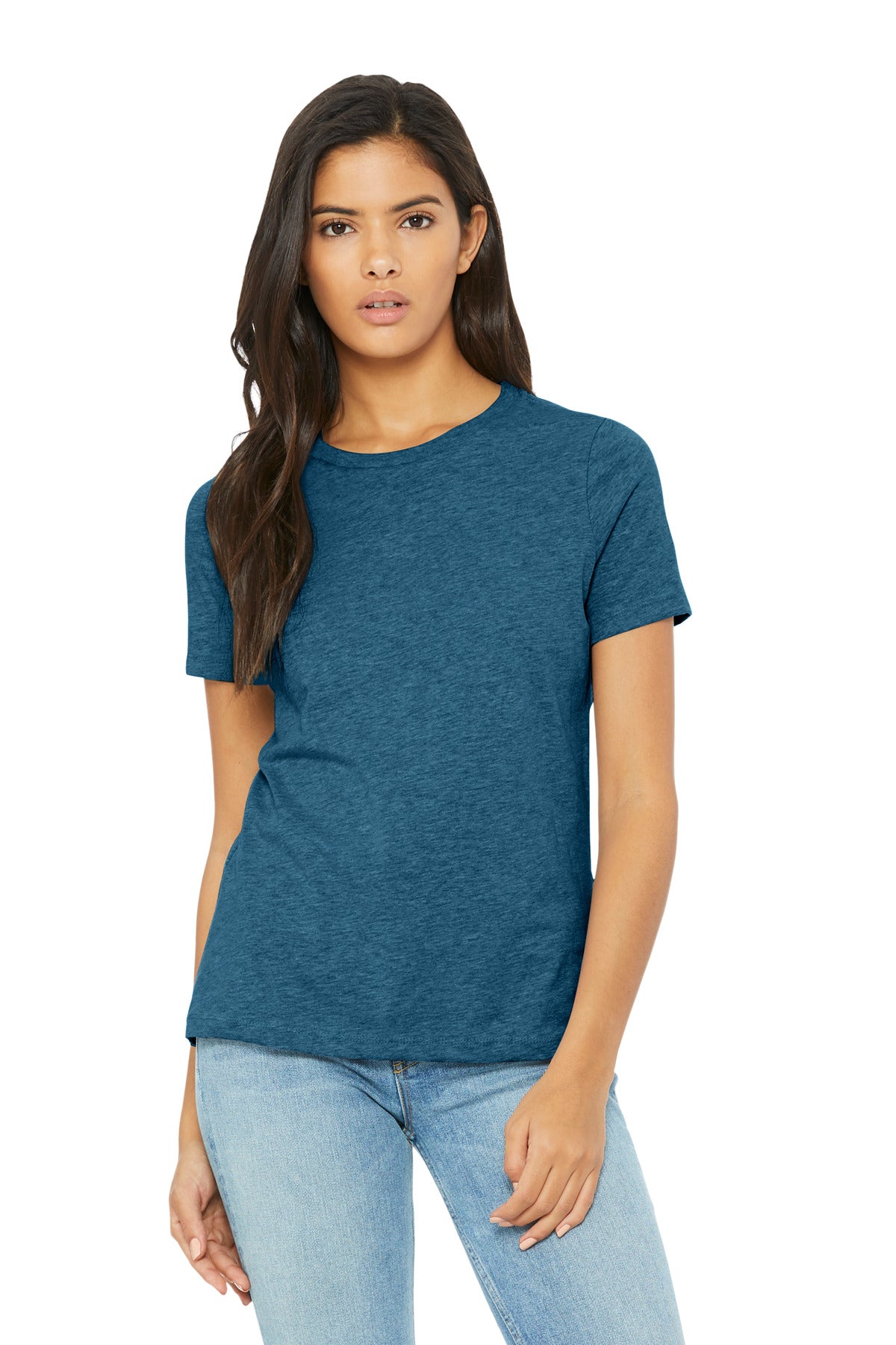 Custom logo BELLA+CANVAS® Women's Relaxed CVC Tee BC6400CVC in Heather Deep Teal
