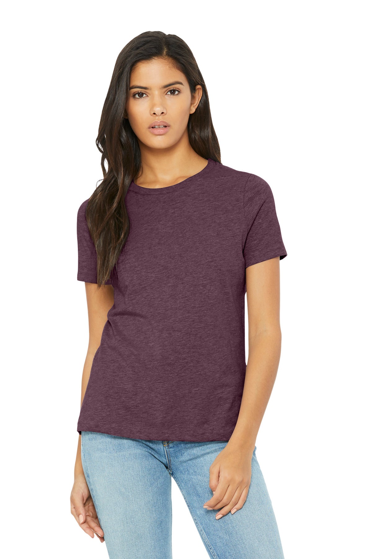 Custom logo BELLA+CANVAS® Women's Relaxed CVC Tee BC6400CVC in Heather Maroon