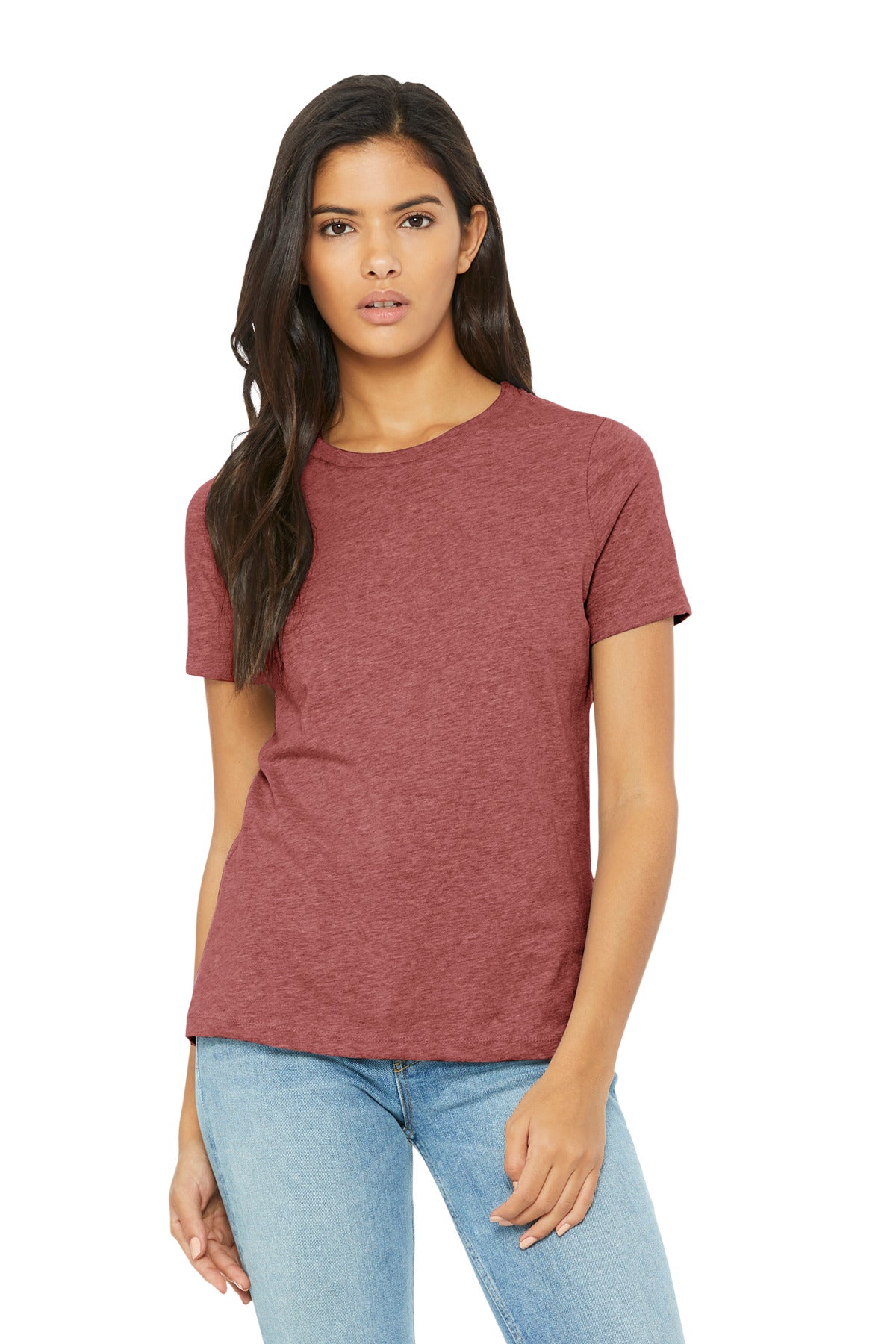 Custom logo BELLA+CANVAS® Women's Relaxed CVC Tee BC6400CVC in Heather Mauve