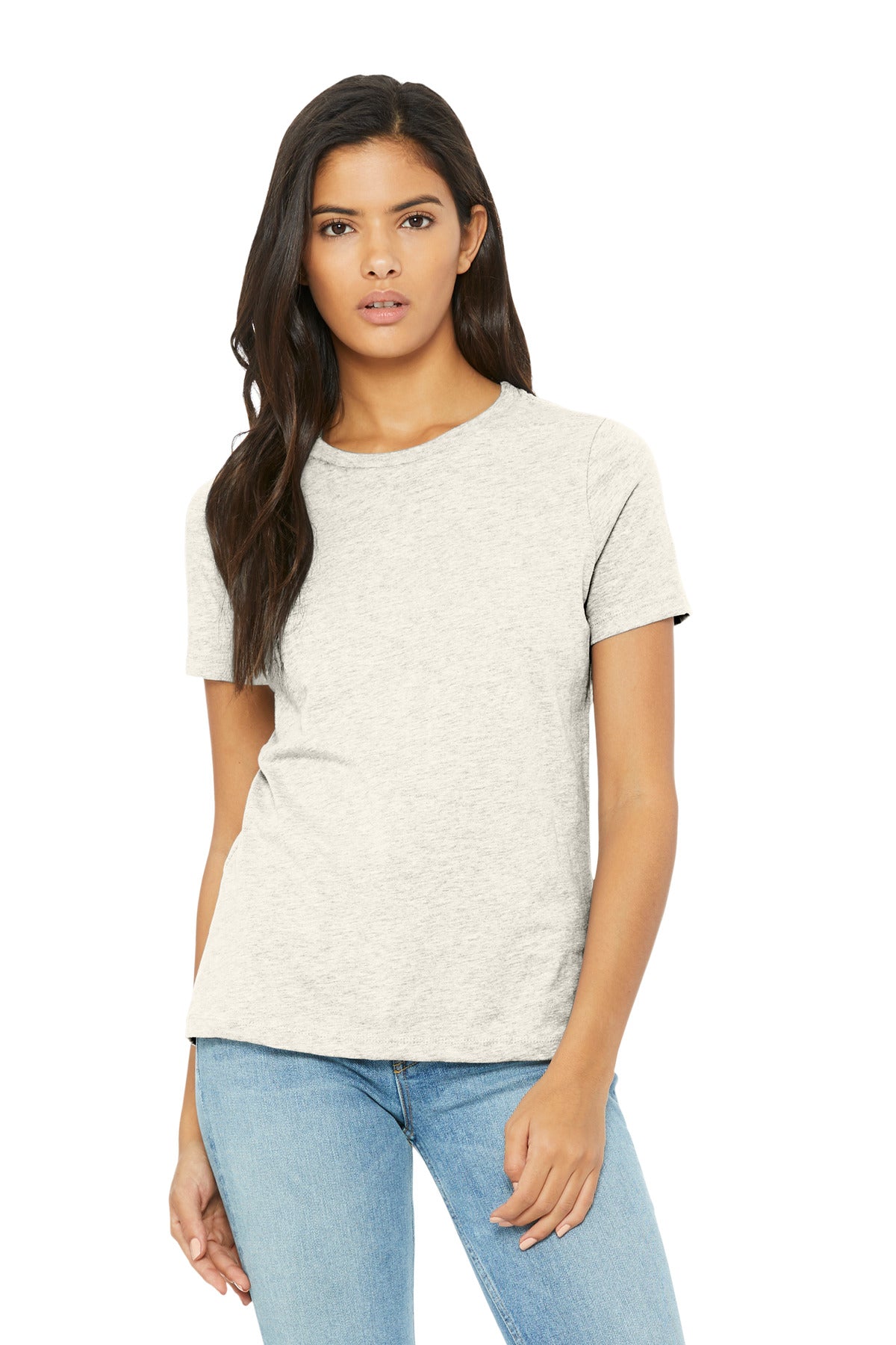 Custom logo BELLA+CANVAS® Women's Relaxed CVC Tee BC6400CVC in Heather Natural