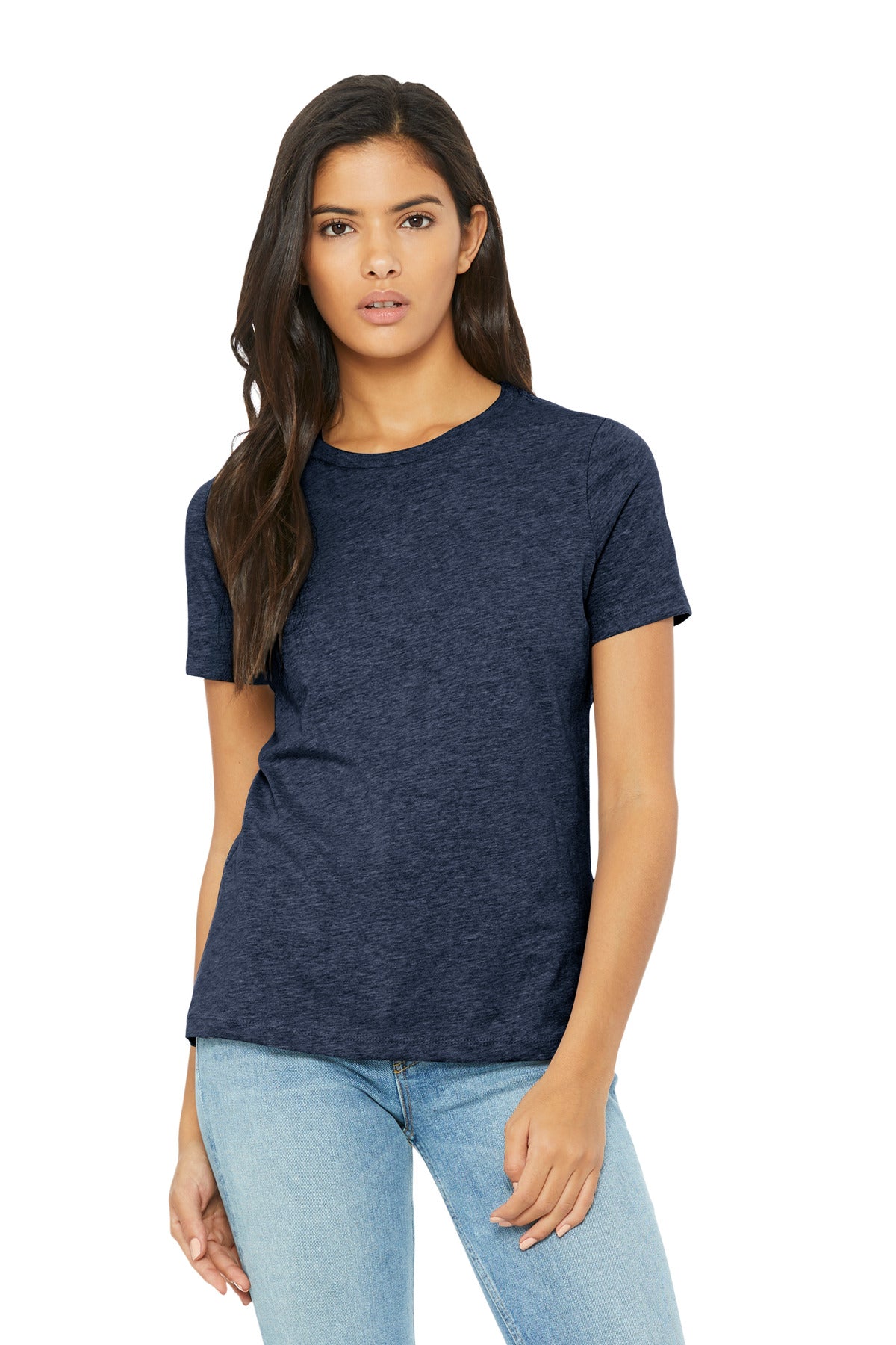 Custom logo BELLA+CANVAS® Women's Relaxed CVC Tee BC6400CVC in Heather Navy