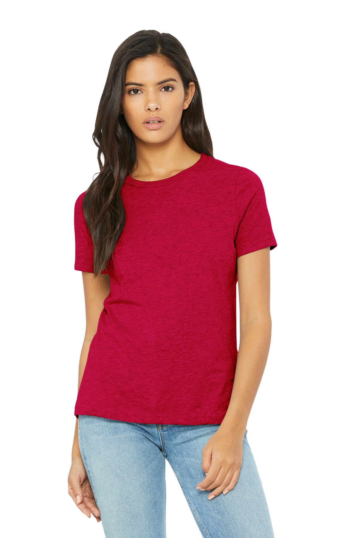Custom logo BELLA+CANVAS® Women's Relaxed CVC Tee BC6400CVC in Heather Red