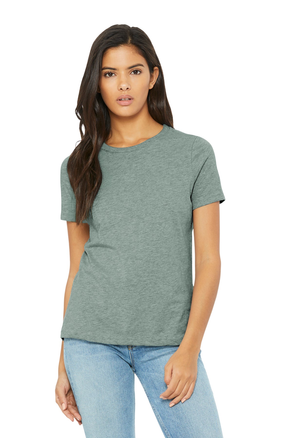 Custom logo BELLA+CANVAS® Women's Relaxed CVC Tee BC6400CVC in Heather Sage