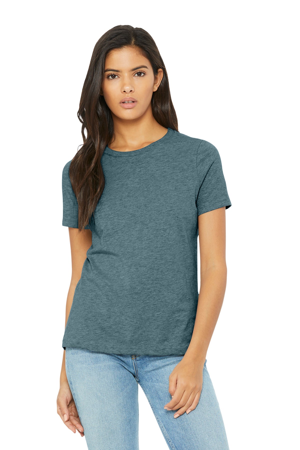 Custom logo BELLA+CANVAS® Women's Relaxed CVC Tee BC6400CVC in Heather Slate