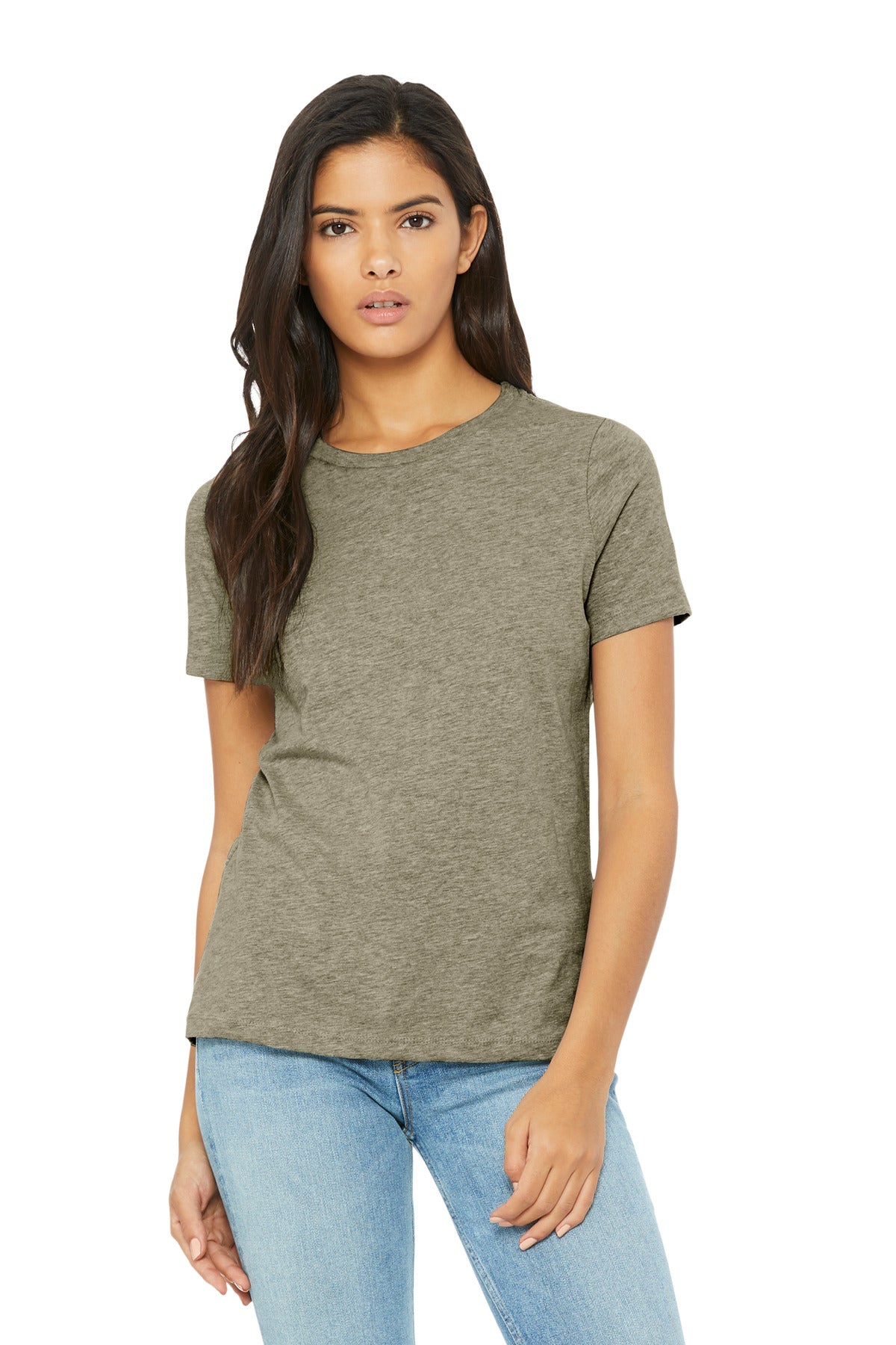 Custom logo BELLA+CANVAS® Women's Relaxed CVC Tee BC6400CVC in Heather Stone