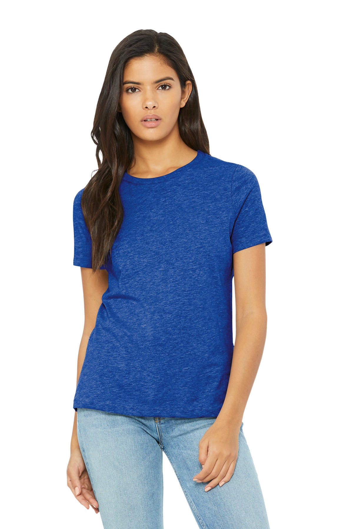 Custom logo BELLA+CANVAS® Women's Relaxed CVC Tee BC6400CVC in Heather True Royal
