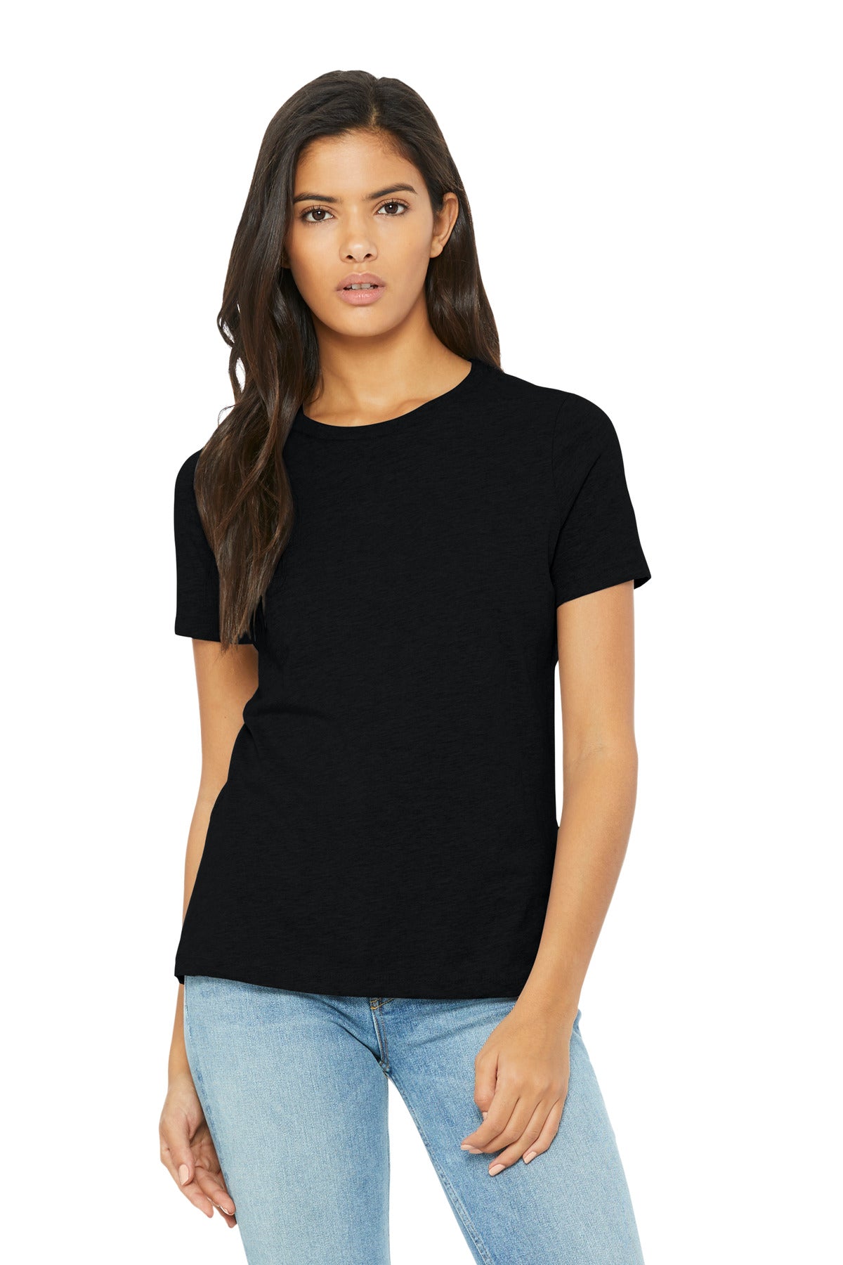 Custom logo BELLA+CANVAS® Women's Relaxed CVC Tee BC6400CVC in Solid Black Blend