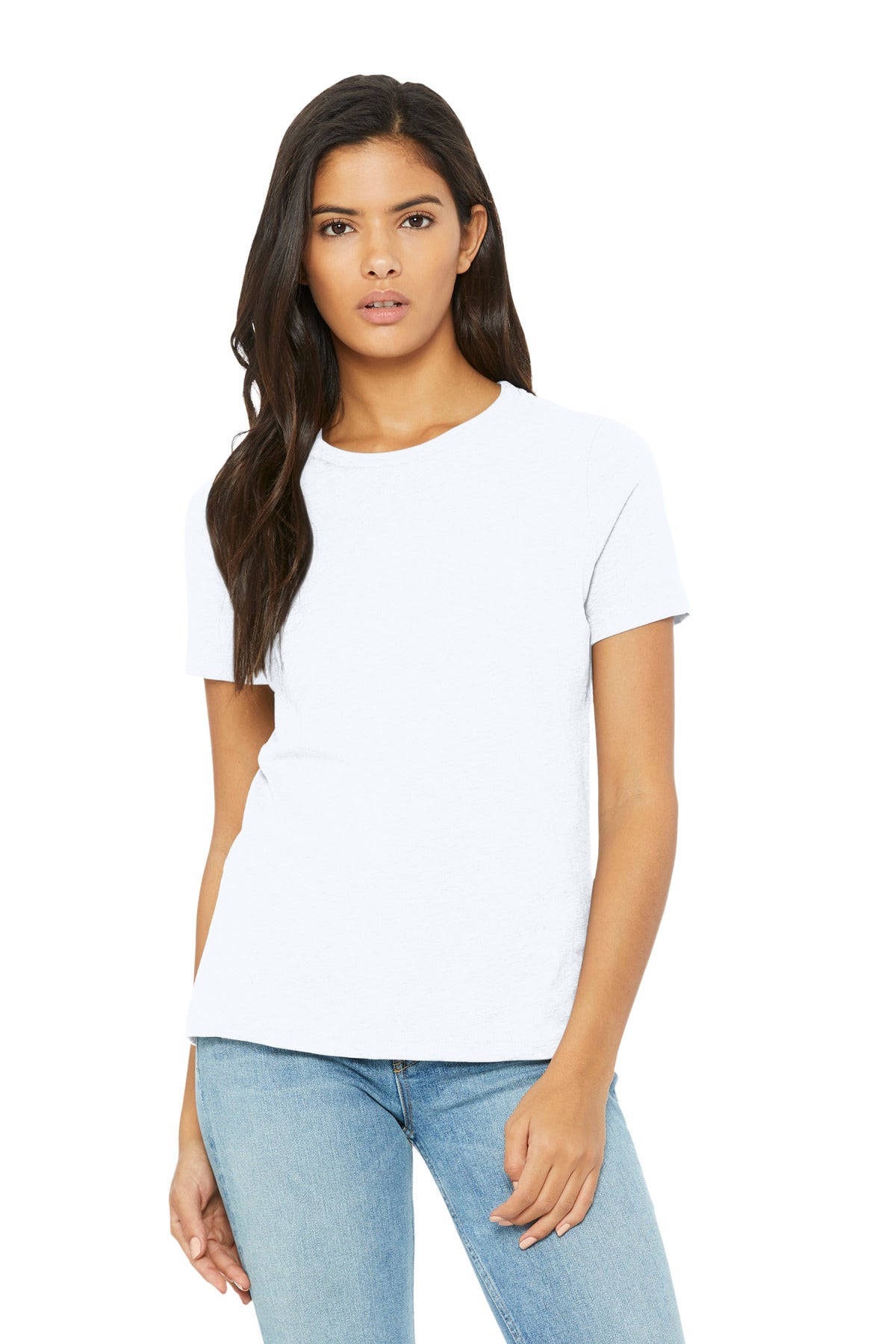 Custom logo BELLA+CANVAS® Women's Relaxed CVC Tee BC6400CVC in Solid White Blend