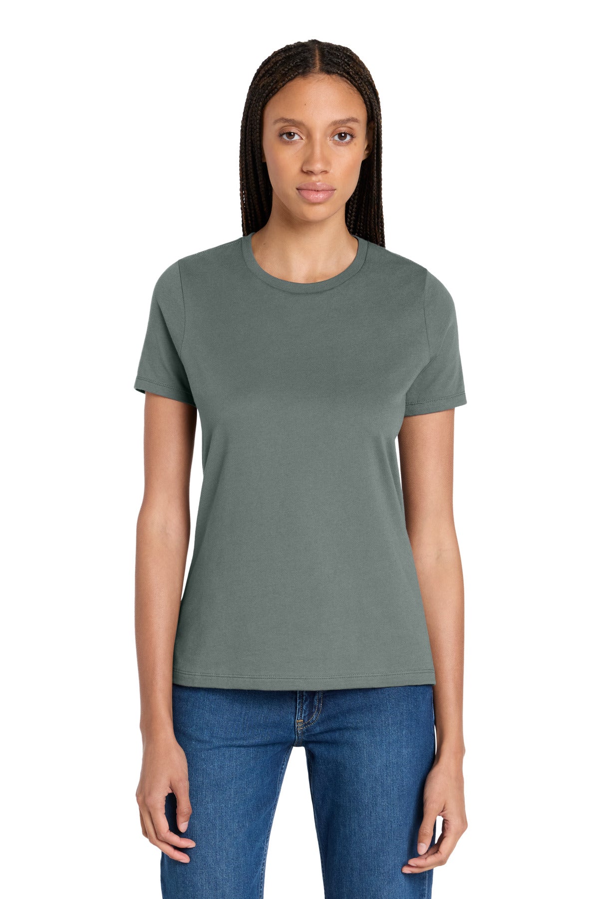 Custom logo BELLA+CANVAS ® Women's Relaxed Jersey Short Sleeve Tee. BC6400 in Blue Storm
