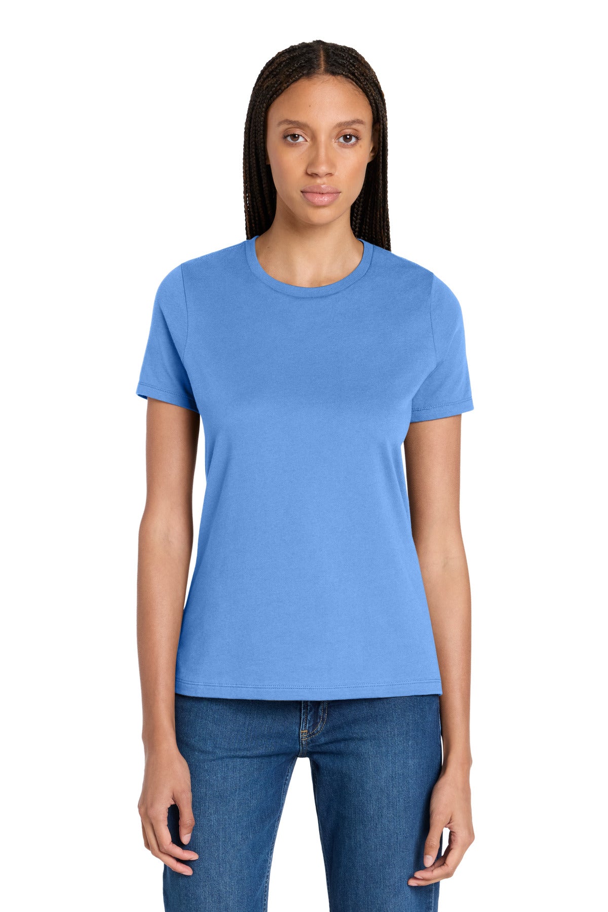 Custom logo BELLA+CANVAS ® Women's Relaxed Jersey Short Sleeve Tee. BC6400 in Carolina Blue