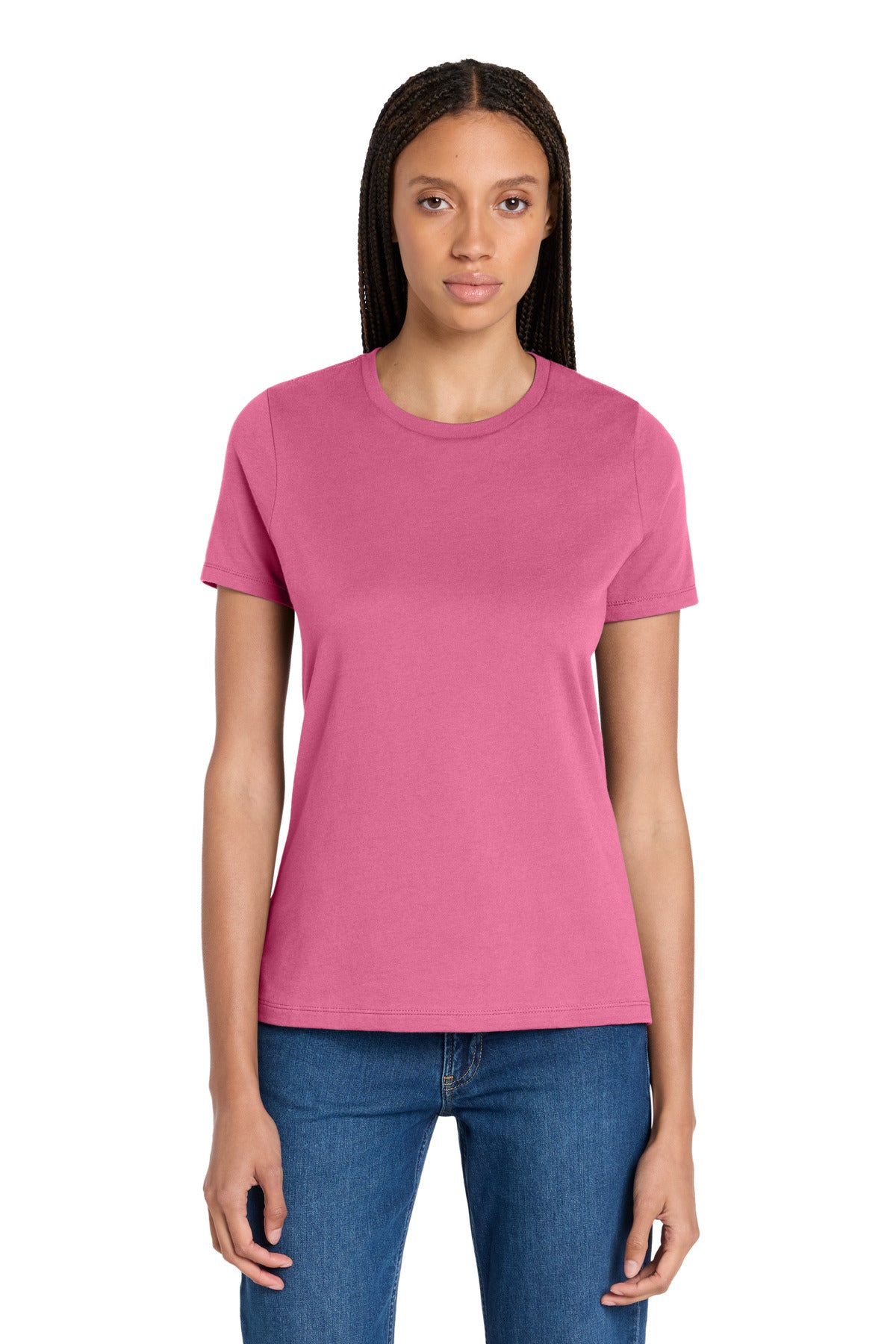 Custom logo BELLA+CANVAS ® Women's Relaxed Jersey Short Sleeve Tee. BC6400 in Charity Pink