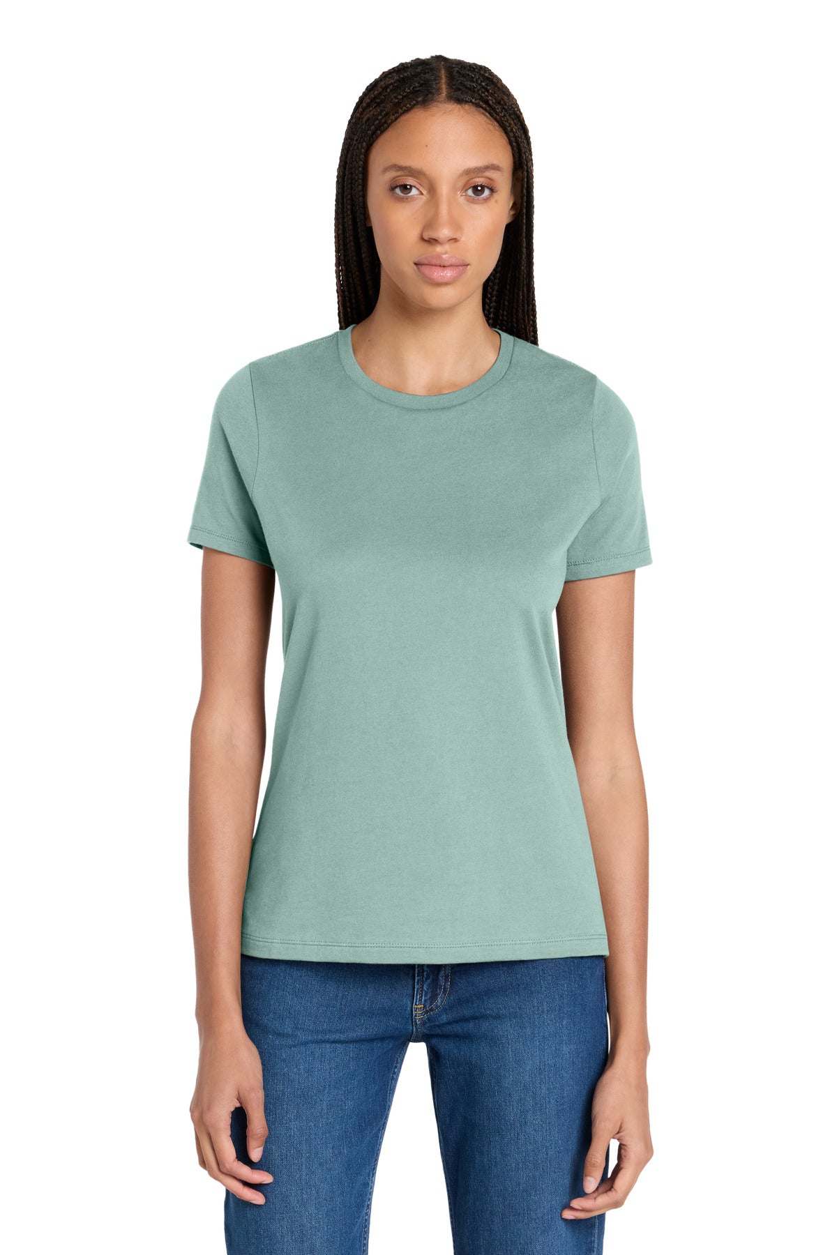 Custom logo BELLA+CANVAS ® Women's Relaxed Jersey Short Sleeve Tee. BC6400 in Dusty Blue