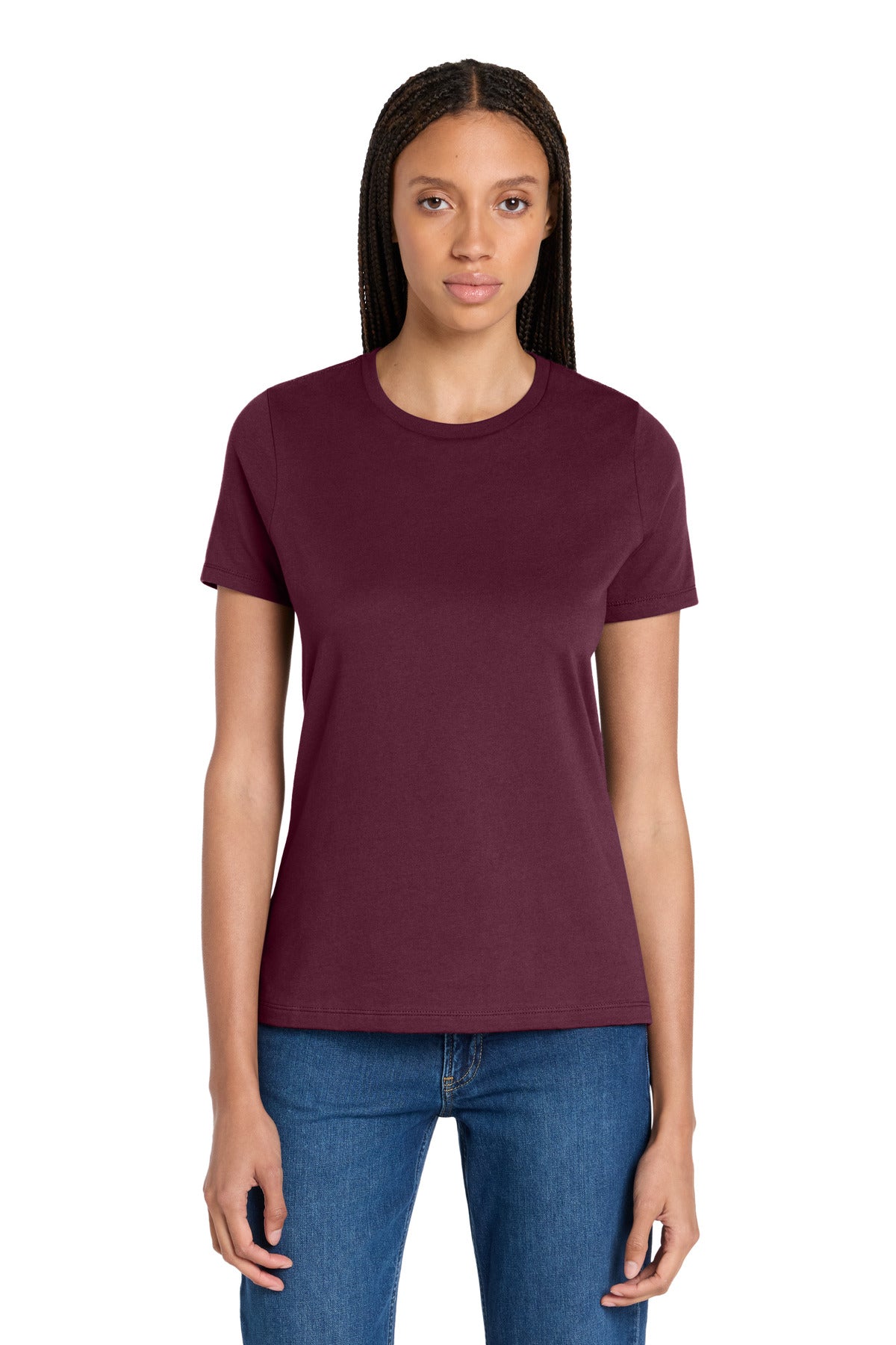 Custom logo BELLA+CANVAS ® Women's Relaxed Jersey Short Sleeve Tee. BC6400 in Maroon