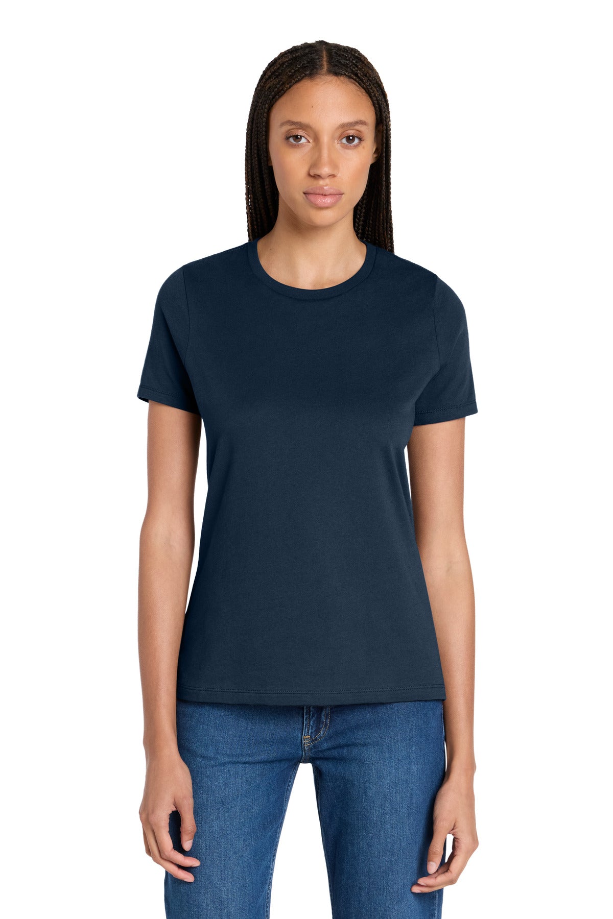 Custom logo BELLA+CANVAS ® Women's Relaxed Jersey Short Sleeve Tee. BC6400 in Navy