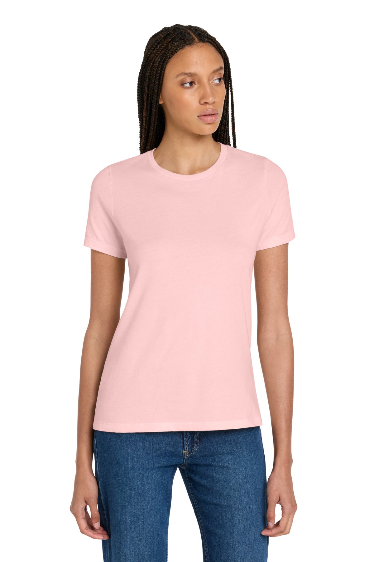 Custom logo BELLA+CANVAS ® Women's Relaxed Jersey Short Sleeve Tee. BC6400 in Pink
