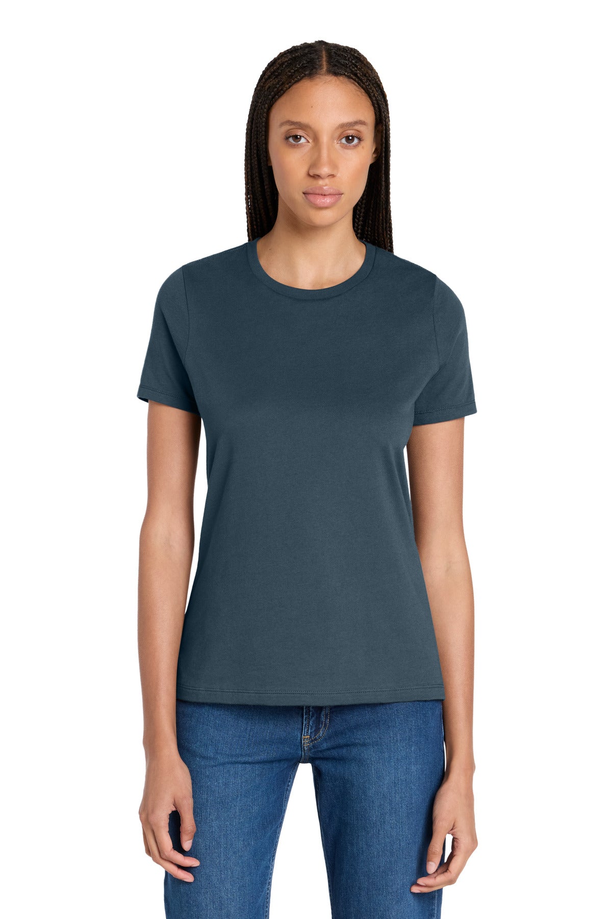 Custom logo BELLA+CANVAS ® Women's Relaxed Jersey Short Sleeve Tee. BC6400 in Vintage Navy