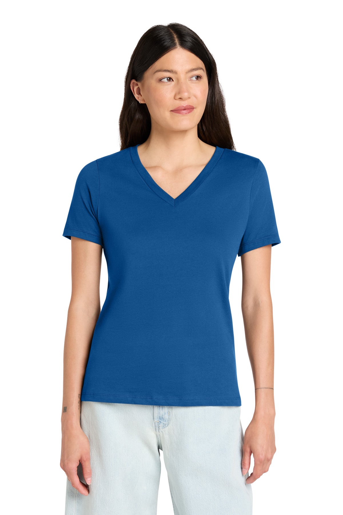 Custom logo BELLA+CANVAS ® Women's Relaxed Jersey Short Sleeve V-Neck Tee. BC6405 in True Royal