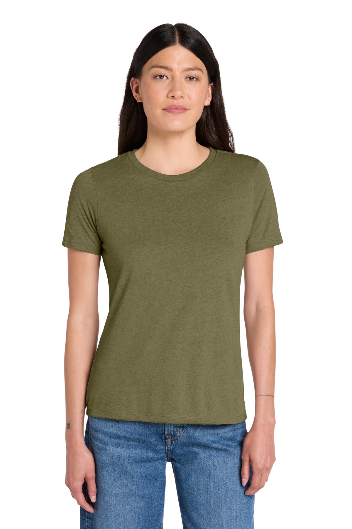 Custom logo BELLA+CANVAS® Women's Relaxed Triblend Tee BC6413 in Olive Triblend