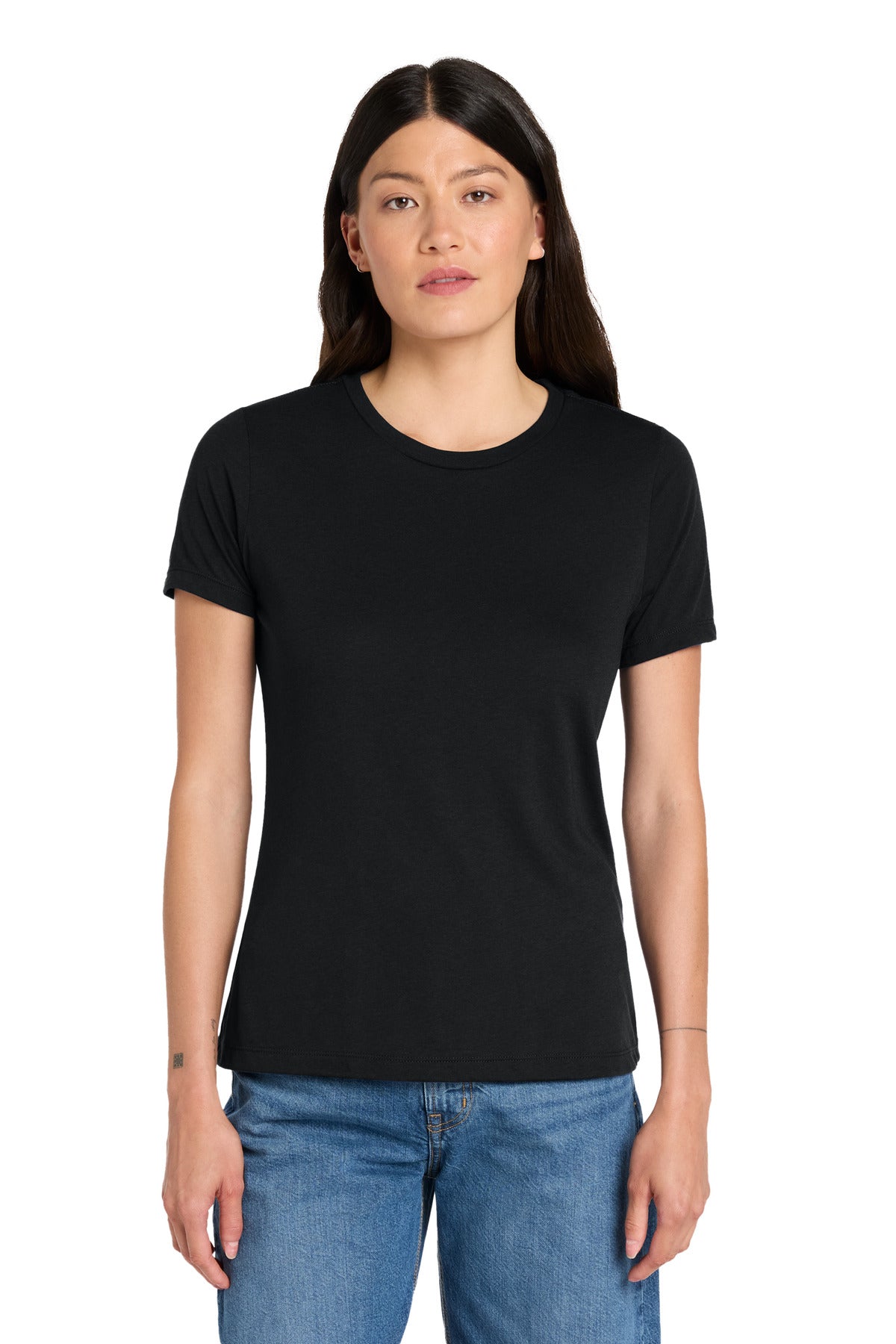Custom logo BELLA+CANVAS® Women's Relaxed Triblend Tee BC6413 in Solid Black Triblend