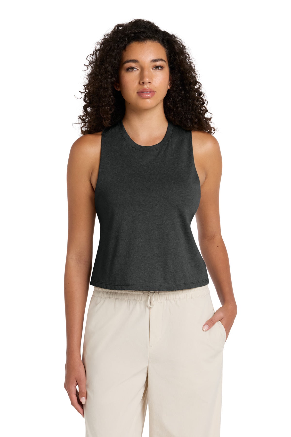 Custom logo BELLA+CANVAS ® Women's Racerback Cropped Tank. BC6682 in Dark Grey Heather
