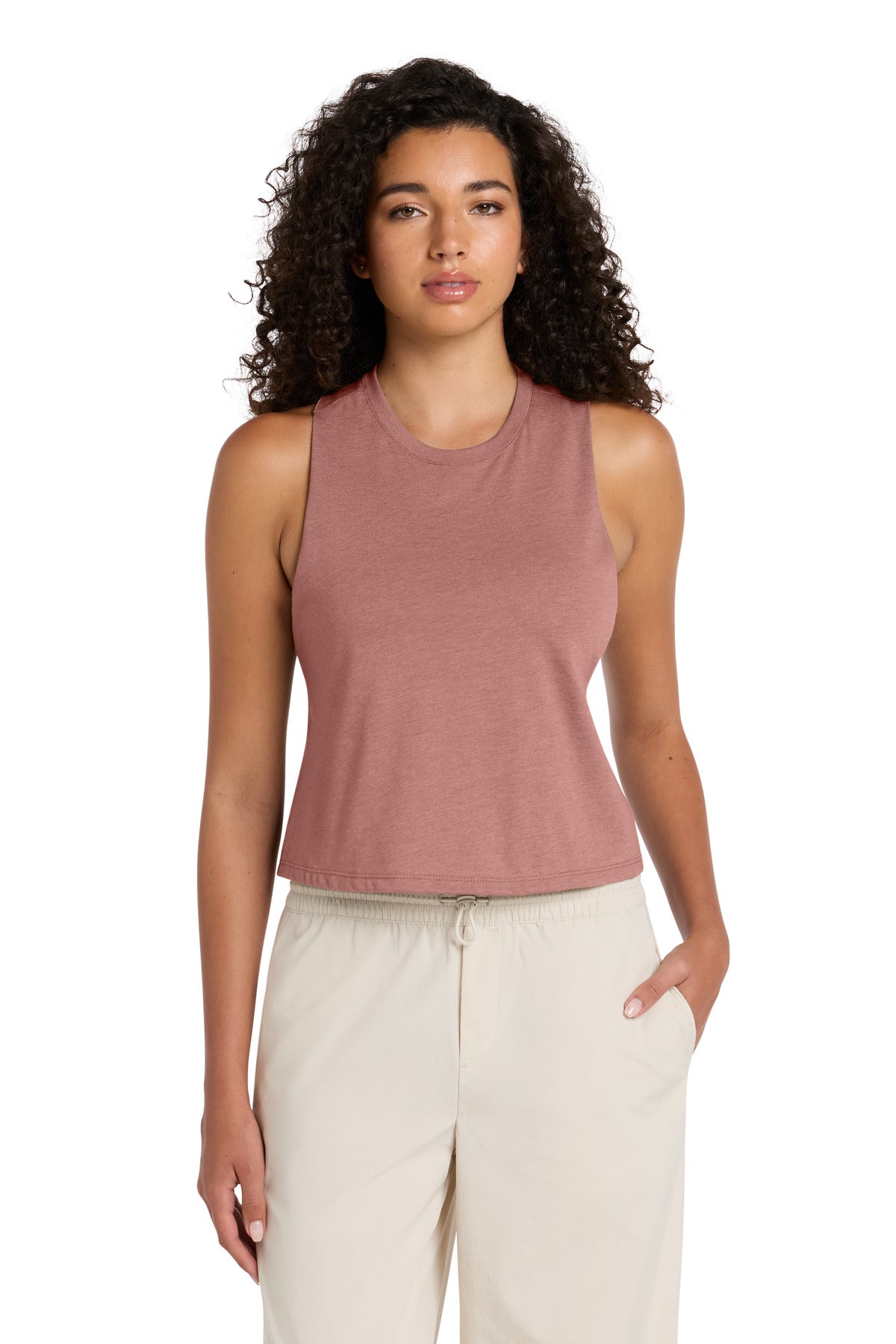 Custom logo BELLA+CANVAS ® Women's Racerback Cropped Tank. BC6682 in Heather Mauve