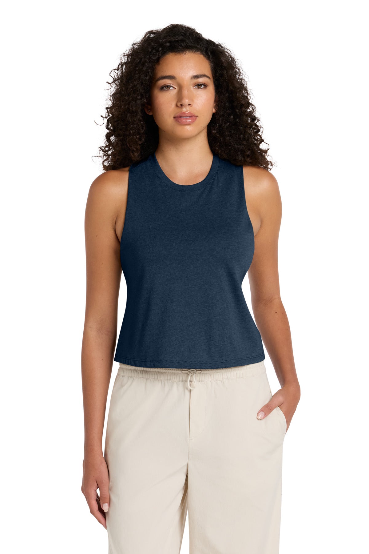 Custom logo BELLA+CANVAS ® Women's Racerback Cropped Tank. BC6682 in Heather Navy