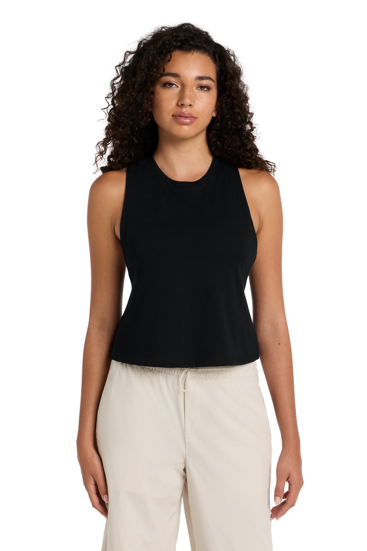 Custom logo BELLA+CANVAS ® Women's Racerback Cropped Tank. BC6682 in Solid Black Blend