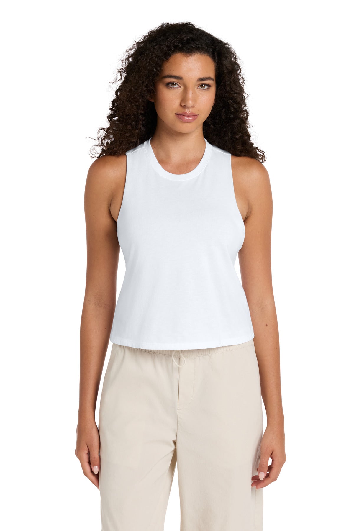 Custom logo BELLA+CANVAS ® Women's Racerback Cropped Tank. BC6682 in Solid White Blend