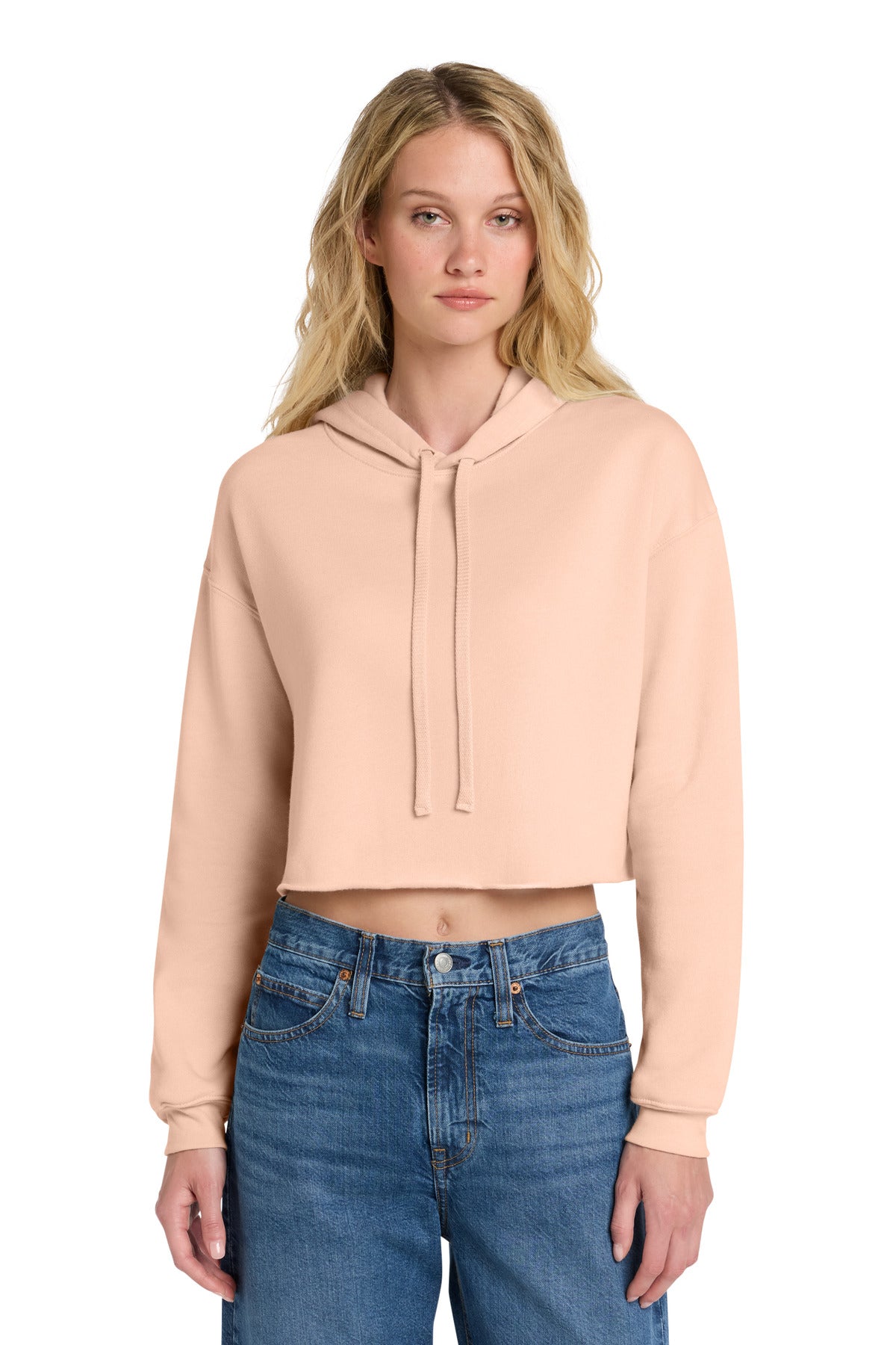 Custom logo BELLA+CANVAS ® Women's Sponge Fleece Cropped Fleece Hoodie. BC7502 in Peach