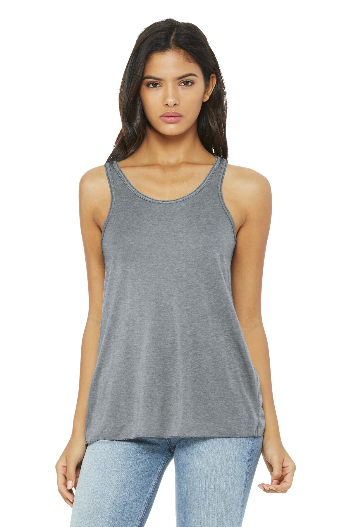 Custom logo BELLA+CANVAS ® Women's Flowy Racerback Tank. BC8800 in Athletic Heather
