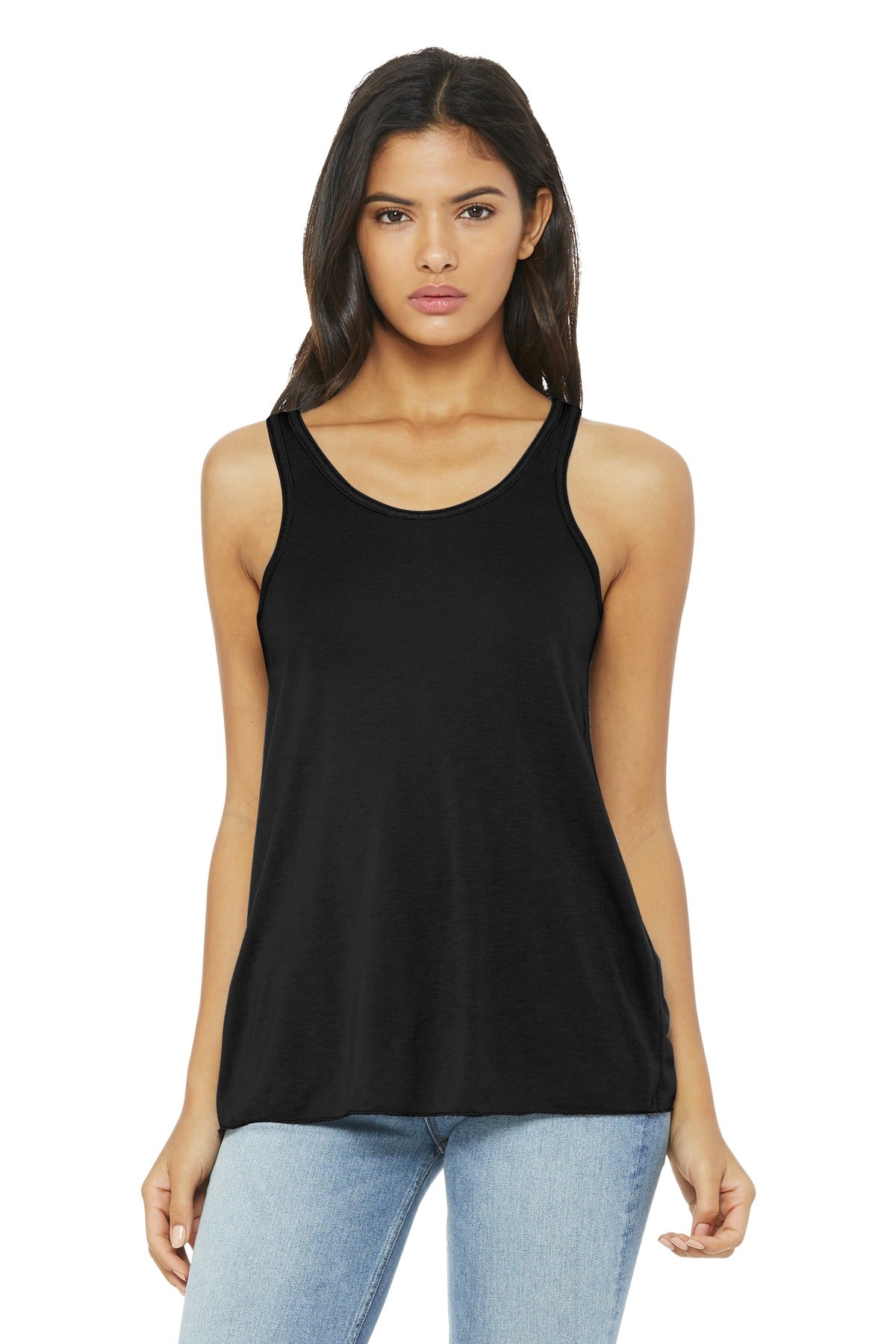 Custom logo BELLA+CANVAS ® Women's Flowy Racerback Tank. BC8800 in Black