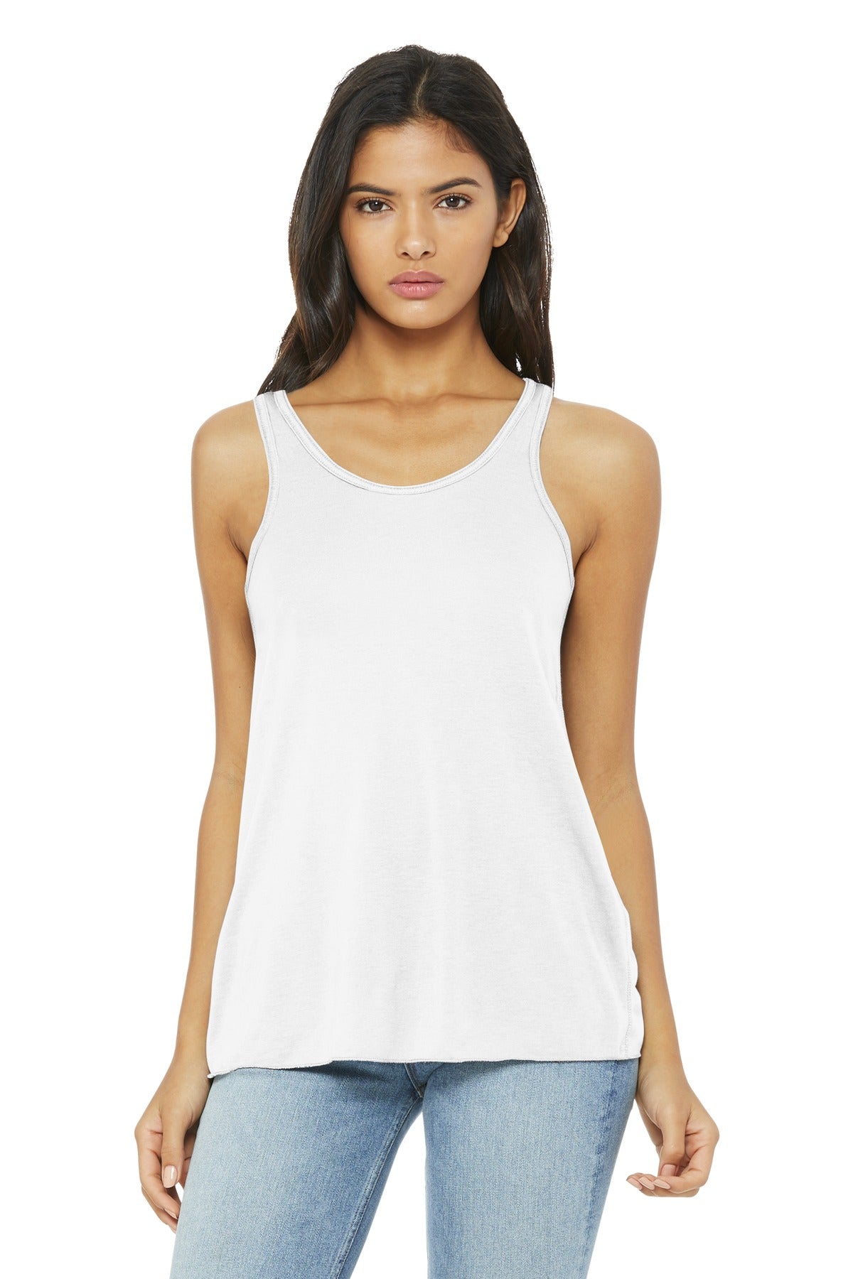 Custom logo BELLA+CANVAS ® Women's Flowy Racerback Tank. BC8800 in White
