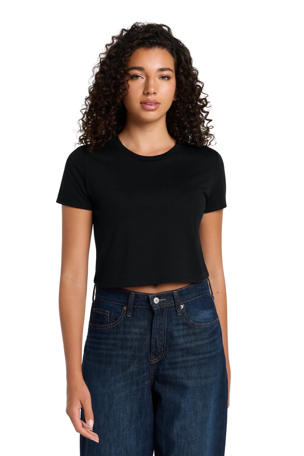 Custom logo BELLA+CANVAS® Women's Flowy Cropped Tee BC8882 in Black