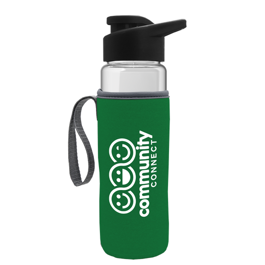 Wave Tritan® Bottle with Drink-Thru Lid and Insulated Caddy - 24 oz.