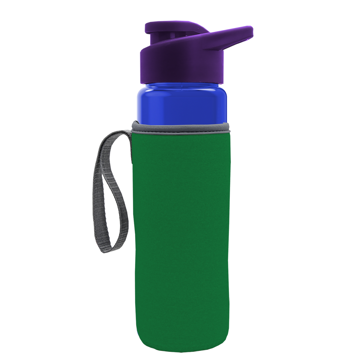 Custom logo Wave Tritan® Bottle with Drink-Thru Lid and Insulated Caddy - 24 oz.