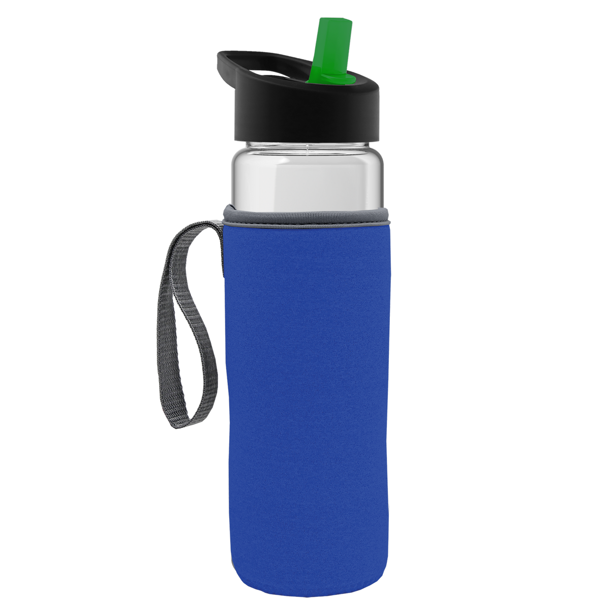Custom logo Wave Tritan® Bottle with Flip-Straw Lid and Insulated Caddy - 24 oz.