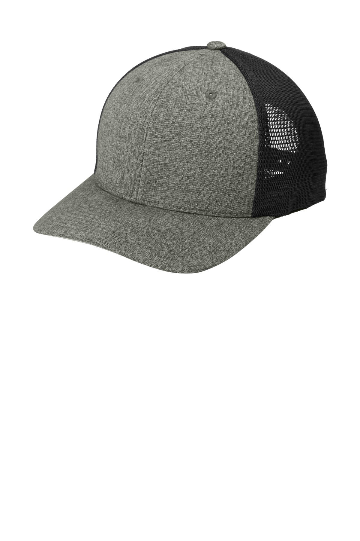 Custom logo Port Authority® Flexfit 110® Mesh Cap C110 in Heather Graphite/ Black