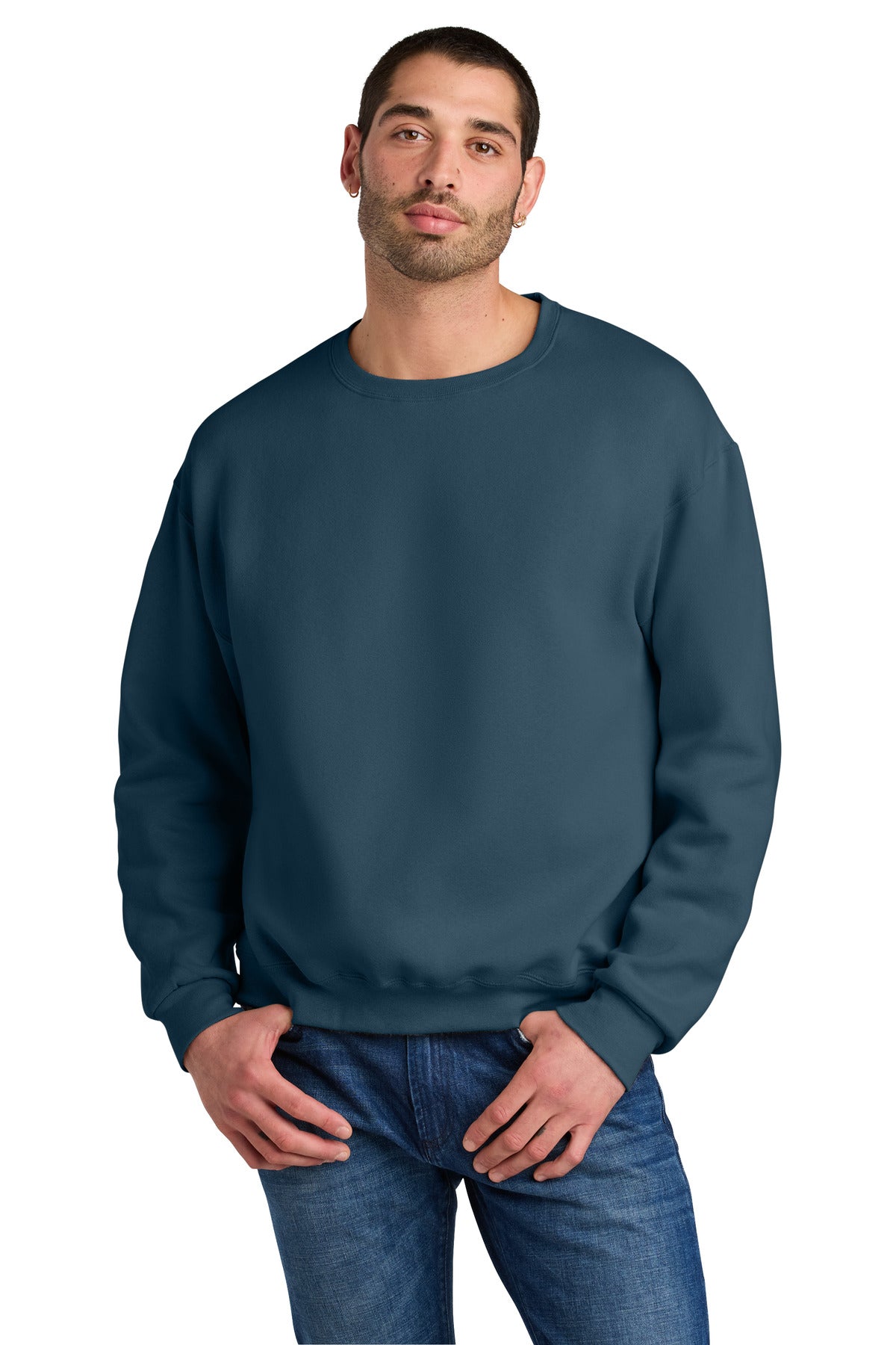 Custom logo Jerzees Rugged® Unisex Crewneck Sweatshirt C12M in Washed Navy