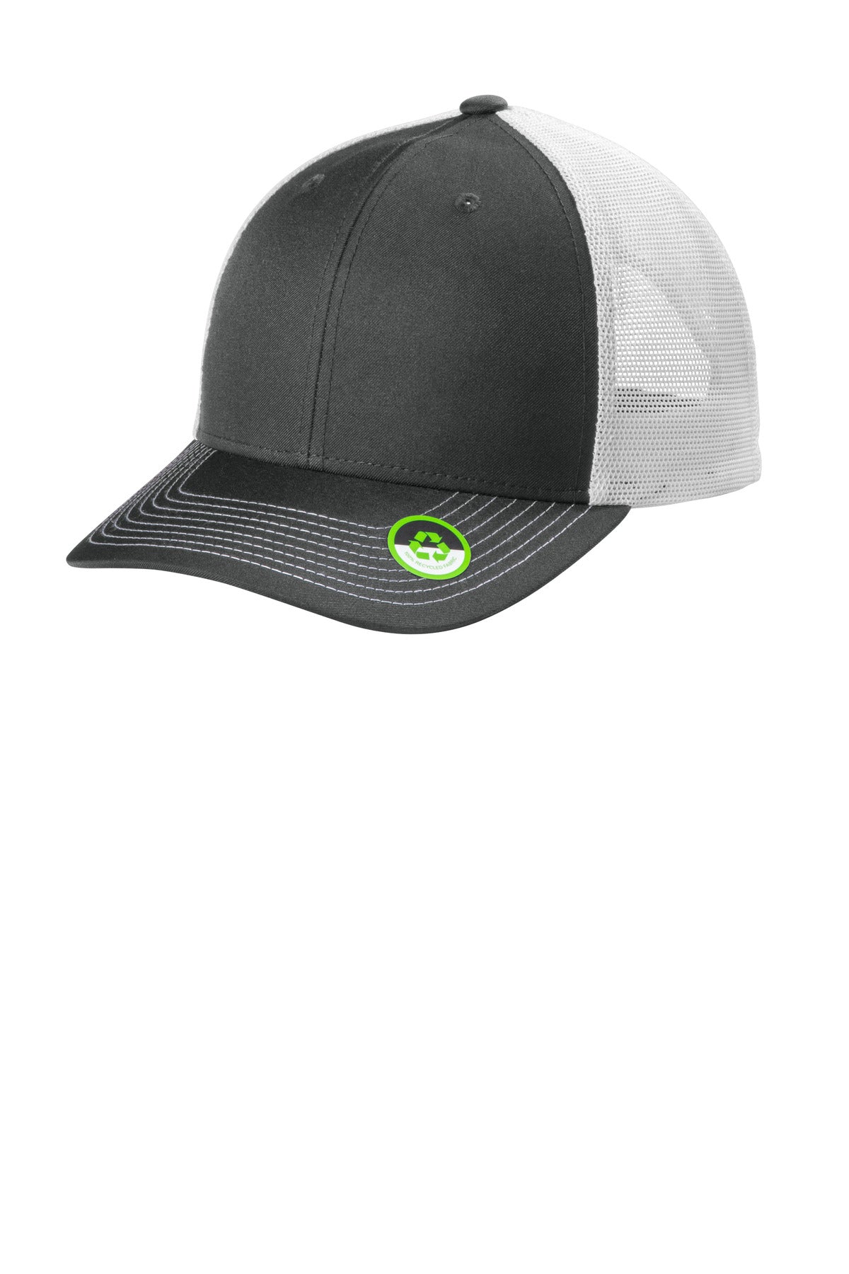 Custom logo Port Authority® Eco Snapback Trucker Cap C402ECO in Smoke Grey/ White