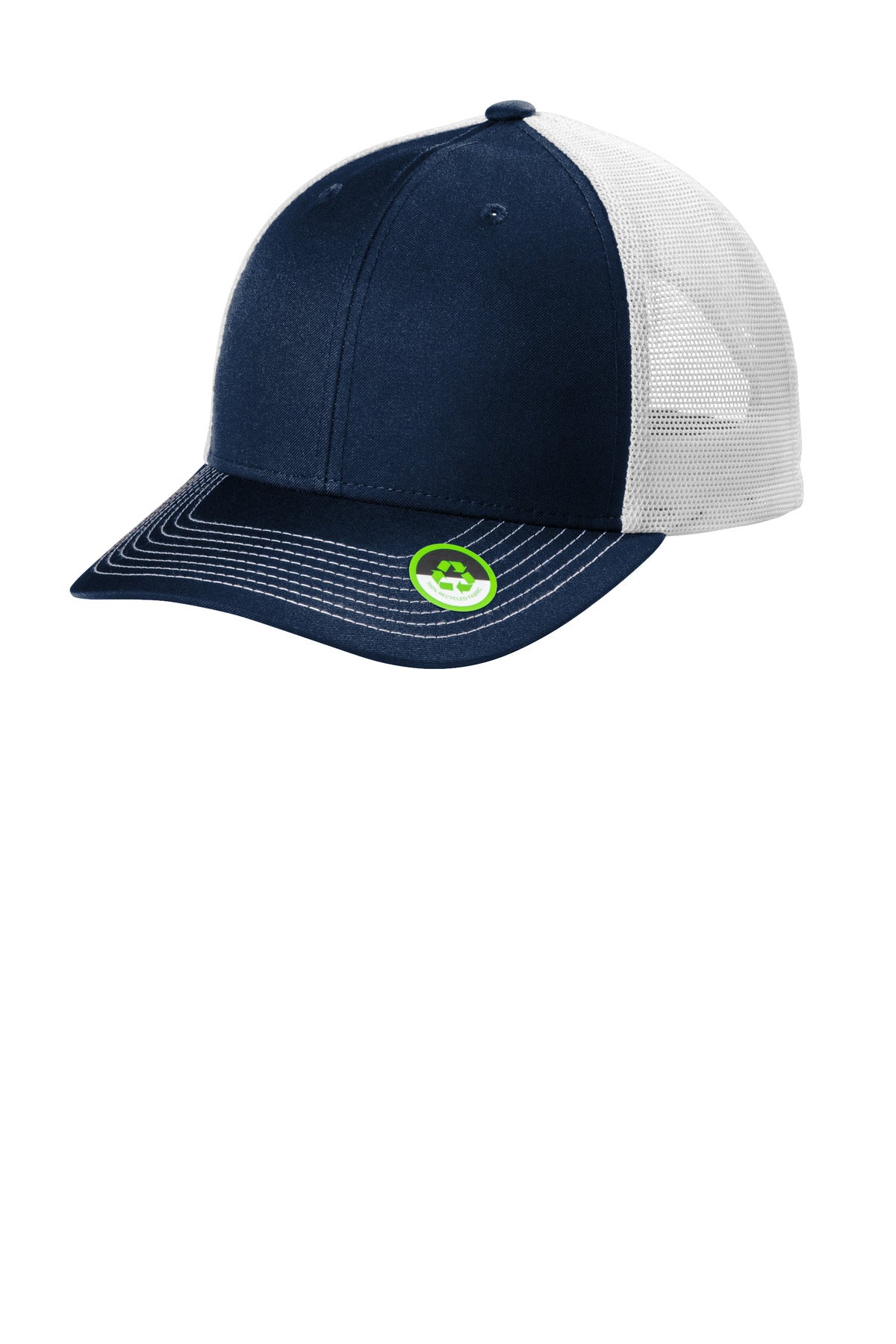 Custom logo Port Authority® Eco Snapback Trucker Cap C402ECO in True Navy/ White