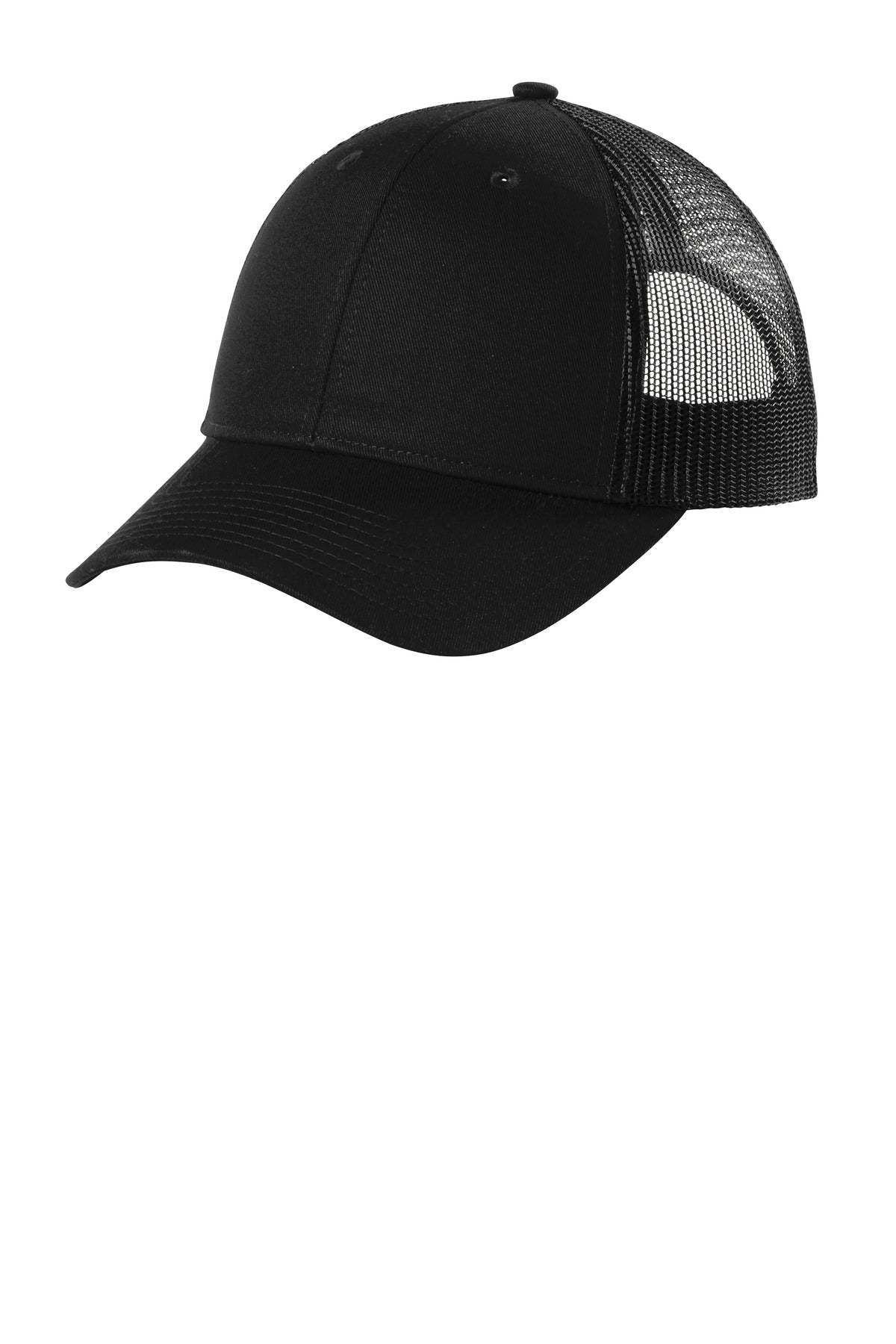Custom logo Port Authority ® Low-Profile Snapback Trucker Cap C402LP in Black