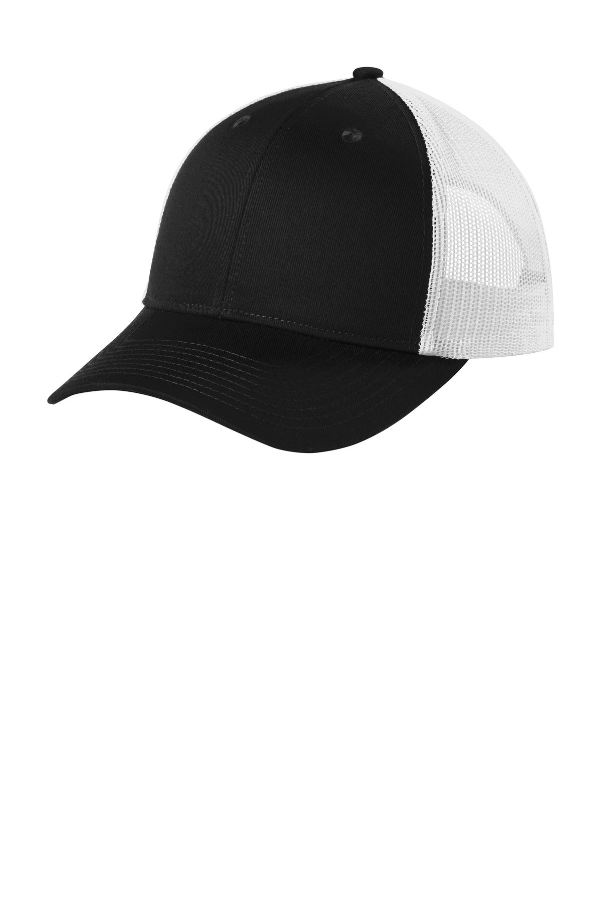 Custom logo Port Authority ® Low-Profile Snapback Trucker Cap C402LP in Black/ White