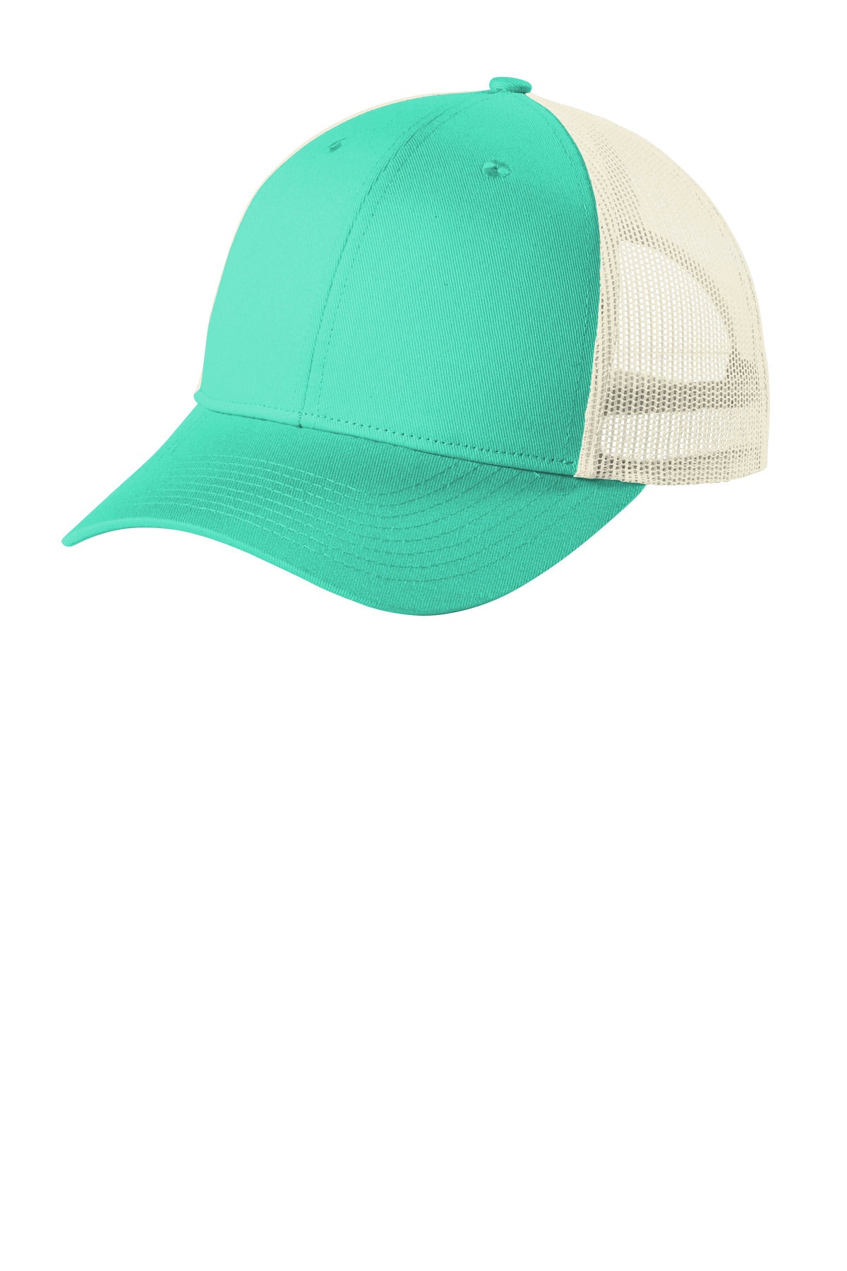 Custom logo Port Authority ® Low-Profile Snapback Trucker Cap C402LP in Bright Seafoam/ Ecru