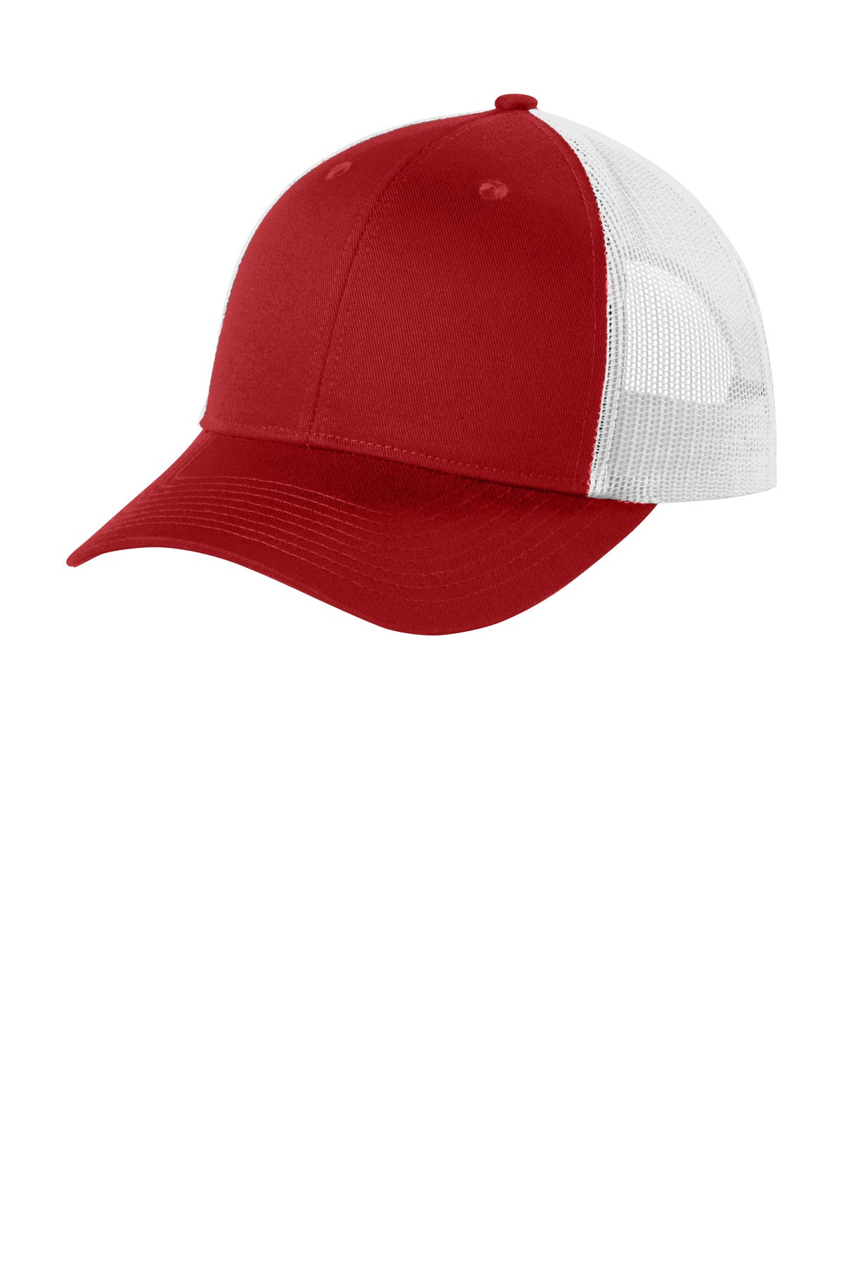 Custom logo Port Authority ® Low-Profile Snapback Trucker Cap C402LP in Flame Red/ White