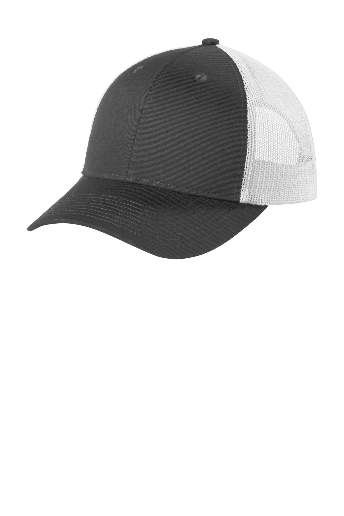 Custom logo Port Authority ® Low-Profile Snapback Trucker Cap C402LP in Grey Steel/ White