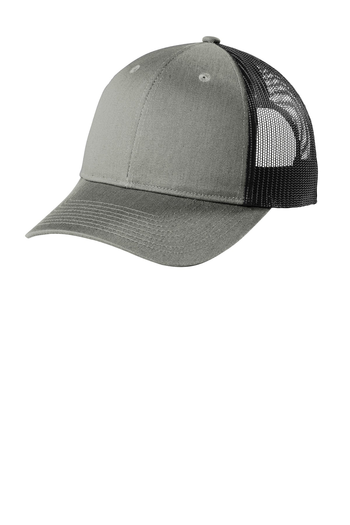 Custom logo Port Authority ® Low-Profile Snapback Trucker Cap C402LP in Heather Grey/ Black