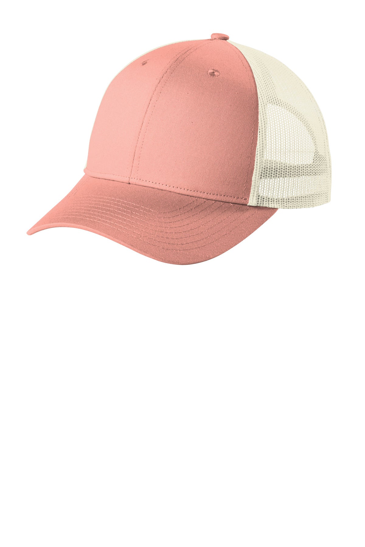 Custom logo Port Authority ® Low-Profile Snapback Trucker Cap C402LP in Soft Coral/ Ecru