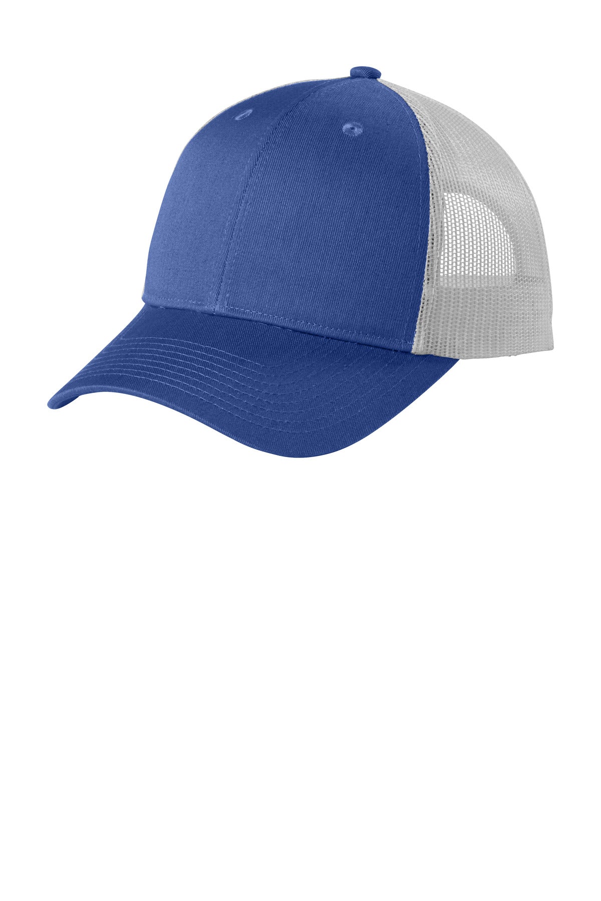 Custom logo Port Authority ® Low-Profile Snapback Trucker Cap C402LP in True Blue Heather/ Silver Mist
