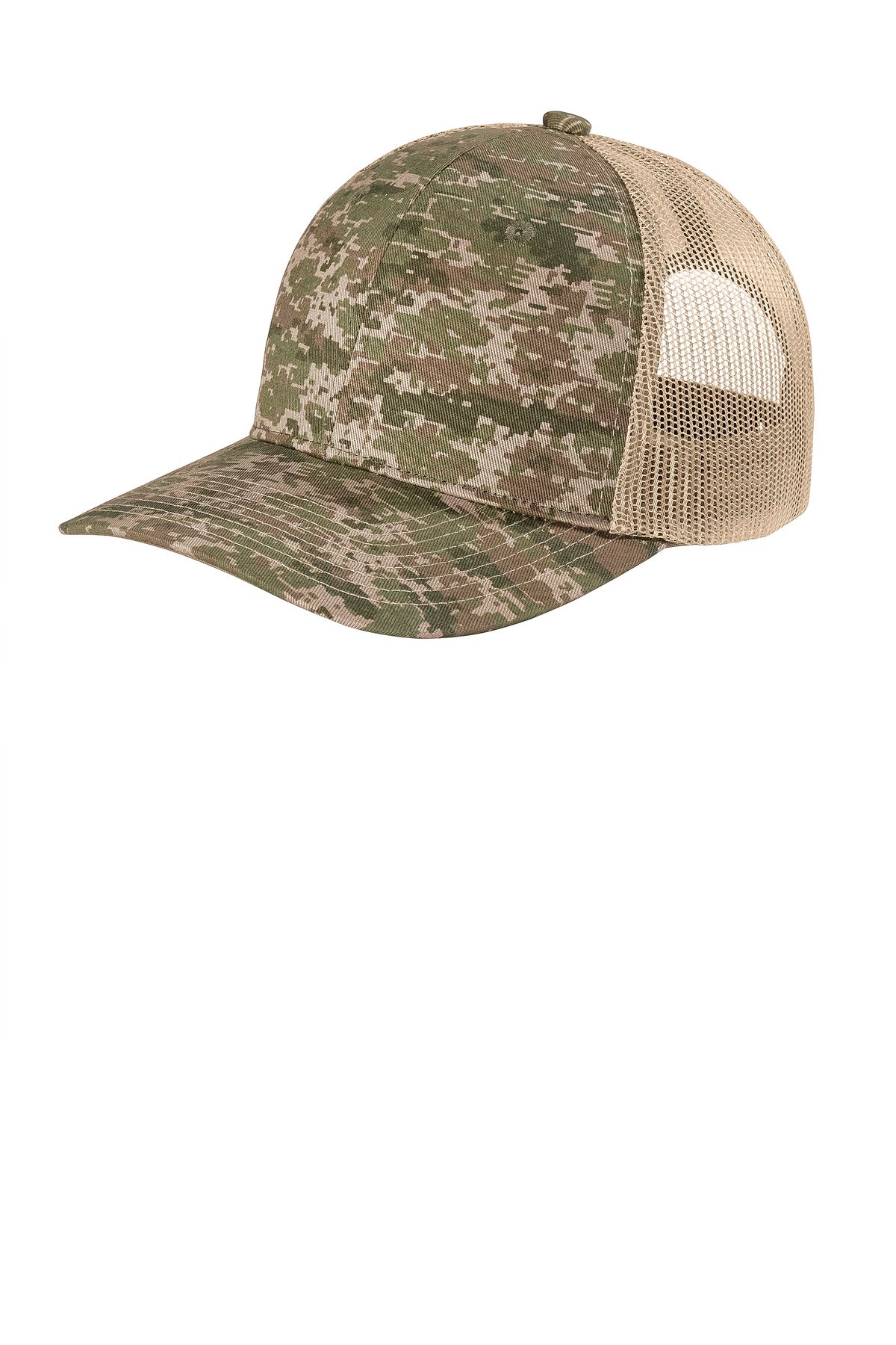Custom logo Port Authority ® Digi Camo Snapback Trucker Cap C404 in Olive Drab Green Digi/ Coyote Brown