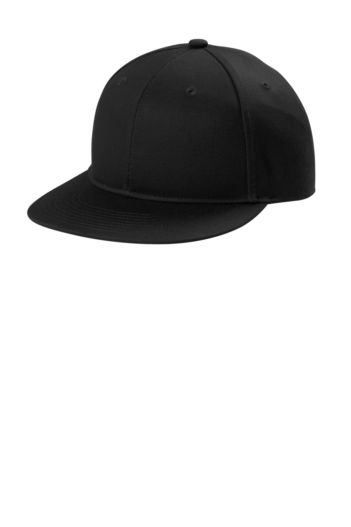 Custom logo Port Authority® Snapback Flat Bill Cap C406 in Black
